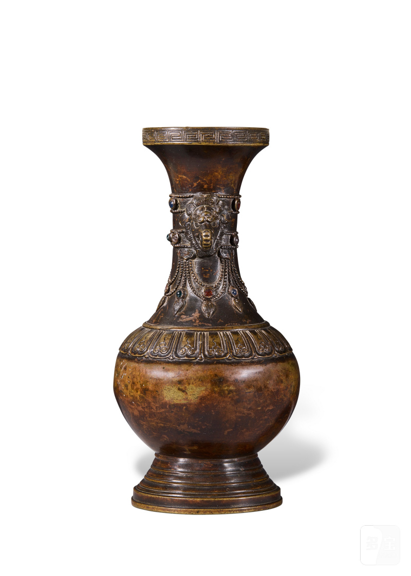 清十七/十八世紀 銅嵌寳獸耳香瓶  CHINA, 17TH-18TH CENTURY - 图2